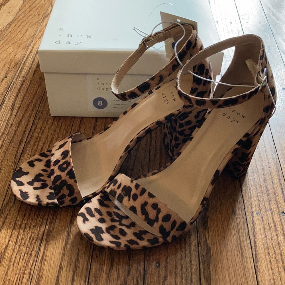 Leopard block heels